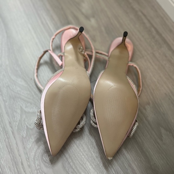 Pink satin ankle wrap rhinestone heel size 8.5 - Picture 2 of 2